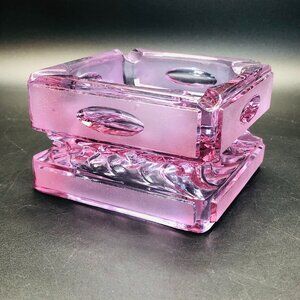 Vintage 60s Neodymium Glass Ashtray: Reversible Catch All Bowl - MCM Collectible